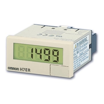 Omdrejningstæller, DIN 48x24 mm, selv-drevne, LCD, 5-cifret, 1/60 PPR,VDC input, grå sag H7ER-NV1 OMI 672678