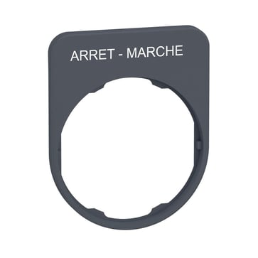 Harmony legend plate in color plated grey 40x50 mm for flush mounted pushbuttons with the text "ARRET-MARCHE" printed ZBYFP2166C0