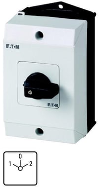 Multi-speed switches, Contacts: 8, 20 A, One tapped winding, 2 speeds, front plate: 1-0-2, 60 °, maintained, surface mounting 207142