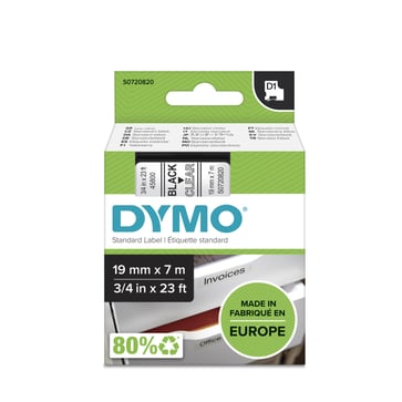 DYMO D1 tape sort/klar 19mmx7m S0720820