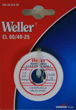 Weller electronic solder 1MM 25GR WELEL60/40-25.