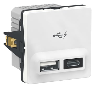 FUGA dobbelt 5V USB A+C-lader, 2400 mA, 1 modul, hvid 506D6702