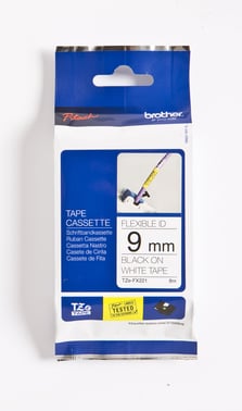 Brother TZEFX 221 Tape sort/hvid 9mm TZEFX221