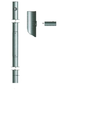 Cylindrisk  mast 5,0 M med fodflange for sidemontage 255.027