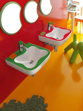 LAUFEN FLORAKIDS washbasin, 45 x 41 x 14 cm, white/red H8150310621041