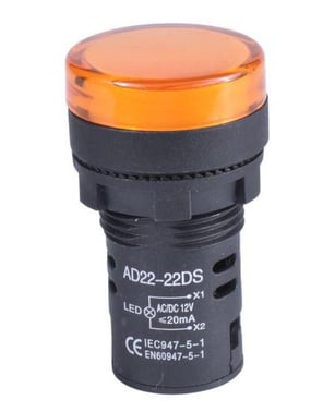 Panelindikator orange 22mm 12V Skrue 301-84-588