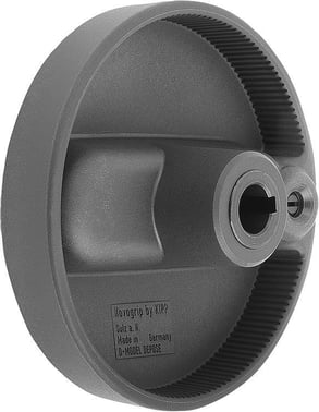 HANDWHEEL D1: 80, REAMED HOLE WITH SLOT D2: 8H7, B3: 2, T: 9, WITHOUT TRANSVERSE HOLE, SIZE: 1, TermoPlast, IC, WITHOUT K0256.10800802