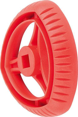 DELTA WHEEL SQUARE bøsning, SIZE: 1 D1: 50, SW: 5, WITHOUT GRIP, D2: 5, TermoPlast, IC RED RAL 3020 K0275.050052