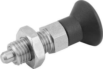 [4059245010943] INDEXING PLUNGER SIZE: 1 D1: M10X1, D: 5, Model: B WITH LOCKNUT, SS STEEL NOT HARDENED, K0338.12105