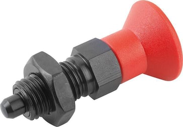 [4059245227112] INDEXING PLUNGER SIZE: 1 D1: M10X1, D: 5, Model: B WITH LOCKNUT, STEEL HARDENED, COMP: TermoPlast, IC COMP: RED K0338.210584