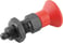 Positioneringsbolt Størrelse: 1 - D1: M10x1, D: 5, Model: B med låsemøtrik, hærdet stål, Materiale: TermoPlast, Materiale: rødt K0338.210584 miniature