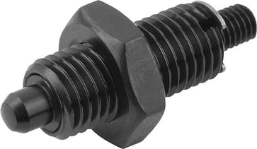[4059245016822] INDEXING PLUNGER WITHOUT COLLAR SIZE: 5 D1: M24X2, D: 16, Model: K, WITH THREADED PIN WITH LOCKNUT, STEEL HARDENED K0345.2516