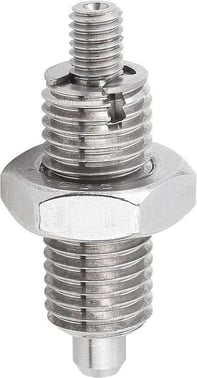 [4059245016549] INDEXING PLUNGER WITHOUT COLLAR SIZE: 1 D1: M10X1, D: 5, Model: K, WITH THREADED PIN WITH LOCKNUT, SS STEEL NOT K0345.12105