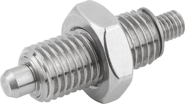 [4059245016587] INDEXING PLUNGER WITHOUT COLLAR SIZE: 4 D1: M20x1,5, D: 12, Model: K, WITH THREADED PIN WITH LOCKNUT, SS STEEL NOT K0345.12412