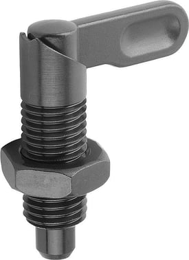 INDEXING PLUNGER WITHOUT COLLAR, D: 10, D1: M16, Model: B GRIP UNCOATED WITH NUT, STEEL K0348.051016