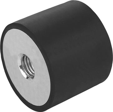 mibuffer type C thread M8, D: 40, H: 40, Steel, Material: Elast. natural rubber rubber shore 55a, Material: black K0569.04004055