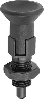 Positioneringsbolt Størrelse: 1 - D1: M10x1, D: 5, Model: D med låsemøtrik, hærdet stål, Materiale: TermoPlast, K0630.24105
