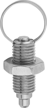 [4059245016372] INDEXING PLUNGER WITHOUT COLLAR SIZE: 0 D1: M08X1, D: 4, Model: U WITH LOCKNUT, SS STEEL HARDENED K0635.04004