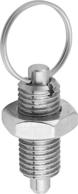 [4059245016679] INDEXING PLUNGER WITHOUT COLLAR SIZE: 0 D1: M08X1, D: 4, Model: U WITH LOCKNUT, SS STEEL NOT HARDENED K0635.14004