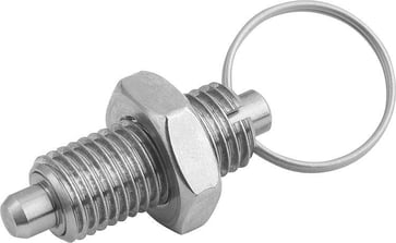[4059245016679] INDEXING PLUNGER WITHOUT COLLAR SIZE: 0 D1: M08X1, D: 4, Model: U WITH LOCKNUT, SS STEEL NOT HARDENED K0635.14004