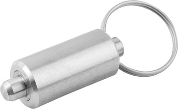 [4059245017591] INDEXING PLUNGER WITHOUT COLLAR SIZE: 2, D1: 14, D: 6, L: 57, Model: V WITH KEY RING WO. Groove, SS STEEL NOT HARDENED K0636.14206