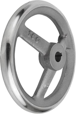 HANDWHEEL DIN950, D1: 315 REAMED HOLE WITH SLOT D2: 30H7, B3: 8, T: 33, 3, GREY CAST IRON, WITHOUT GRIP K0671.1315X30