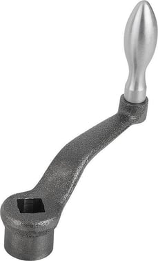 CRANK HANDLE SIMILAR TO DIN468 SQUARE SOCKET SW: 10 +0, 2, A: 63, H: 92, Model: F MACHINE HANDLE FIXED, GREY CAST IRON, K0684.106X10