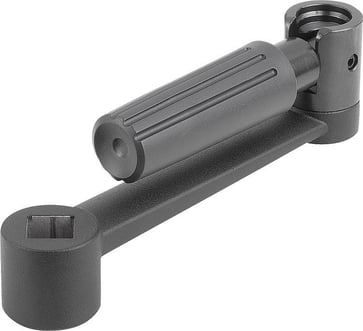 CRANK HANDLE, CYLINDRICAL GRIP Fold-down SIMILAR TO DIN469 SIZE: 3 SQUARE SOCKET SW: 14, A: 125, H: 140, K0997.2314