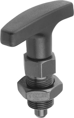 [4059245257157] INDEXING PLUNGER SIZE: 4 D1: M20x1,5, D: 10, Model: B WITH LOCKNUT, STEEL HARDENED, COMP: POLYAMIDE COMP: BLACK K1124.6410