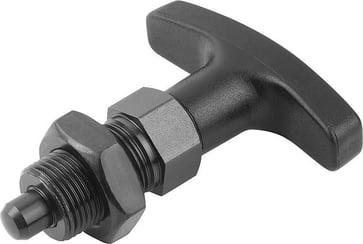 [4059245257133] INDEXING PLUNGER SIZE: 2 D1: M12x1,5, D: 6, Model: B WITH LOCKNUT, STEEL HARDENED, COMP: POLYAMIDE COMP: BLACK K1124.6206