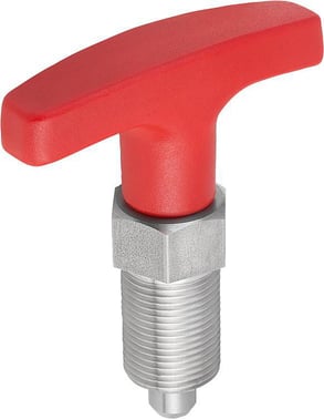 [4059245257119] INDEXING PLUNGER SIZE: 3 D1: M16x1,5, D: 8, Model: A WITHOUT LOCKNUT, SS STEEL HARDENED, COMP: POLYAMIDE COMP: RED K1124.0530884