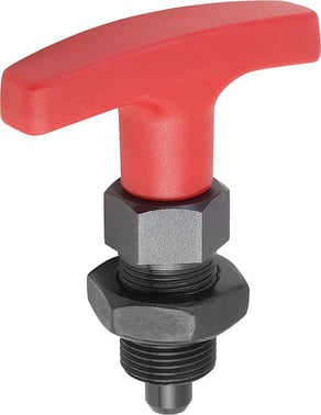 Positioneringsbolt Størrelse: 2 - D1: M12x1,5, D: 6, Model: B med låsemøtrik, Stålhærdet, Materiale: Polyamid Materiale: Rød K1124.620684