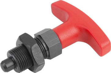 [4059245257164] INDEXING PLUNGER SIZE: 2 D1: M12x1,5, D: 6, Model: B WITH LOCKNUT, STEEL HARDENED, COMP: POLYAMIDE COMP: RED K1124.620684