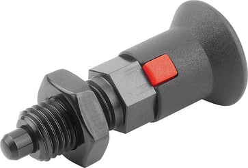 [4059245313174] INDEXING PLUNGER SIZE: 2 D1: M12x1,5, D: 6, Model: B WITH LOCKNUT, STEEL HARDENED, COMP: TermoPlast, IC COMP: BLACK K1213.22061