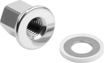 NOVOnox M 4 stainless steel flange cap nut and 4 mm. stainless steel seal washer white K1594.042