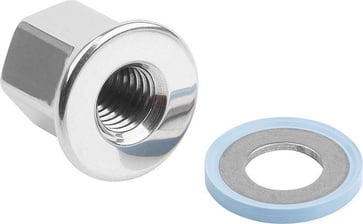 NOVOnox M 12 stainless steel flange cap nut and 12 mm. stainless steel seal washer blue K1594.124