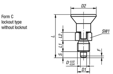 Positioneringsbolt Størrelse: 0 - D1: M8x1, D: 4, Model: C uden låsemøtrik, kort model, rustfrit stål K0631.1700484