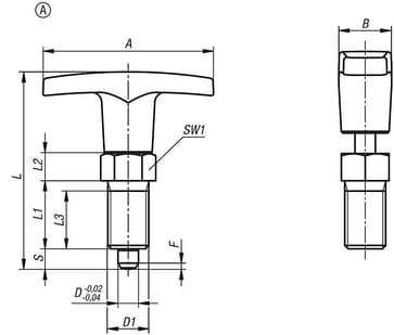 Positioneringsbolt Størrelse: 3 - D1: M16x1,5, D: 8, Model: A uden låsemøtrik, rustfrit hærdet stål, Materiale: Polyamid K1124.05308