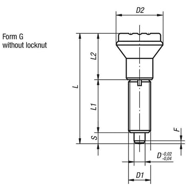 Positioneringsbolt Størrelse: 4 - D1: M20x1,5, Model: G rustfrit stål, uhærdet, Materiale: TermoPlast, K0344.11410