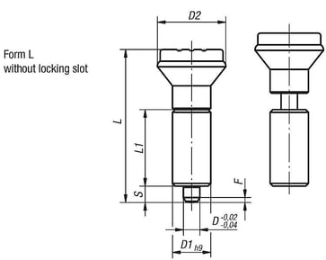 [4059245017577] INDEXING PLUNGER WITHOUT COLLAR SIZE: 4, D1: 22, D: 10, L: 80, Model: L WO. Groove, STEEL HARDENED, COMP: TermoPlast, IC K0347.1410
