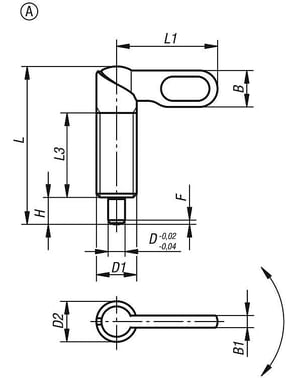 Positioneringsbolt, D: 12, D1: M20, Model: A GRIP UNCOATED WITHOUT NUT, STAINLESS STEEL K0637.1041220