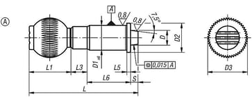 Præsisions positioneringspin, Model: A standard uden rille, D: 16, hærdet stål,Materiale: TermoPlast, K0359.016