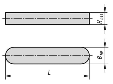 Pasfeder DIN6885, Model: A, B: 8, L: 70, H: 7, Rustfrit stål 1.4571 K0696.108X70