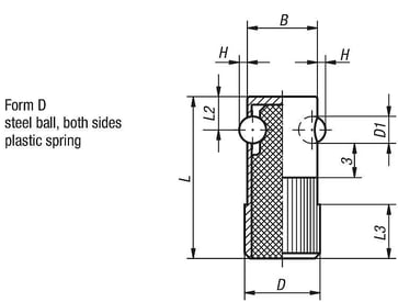 LATERAL SPRING PLUNGER SPRING FORCE, DOUBLE SIDED, D: 22 L: 45, Model: D, FREE-CUTTING STEEL, COMP: STEEL K0374.622