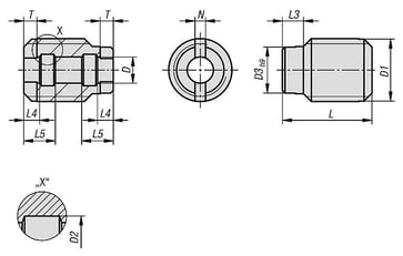 Bøsning til Låsebolt D1: M24x1,5, D: 10, rustfrit stål 1.4305e K1416.11024