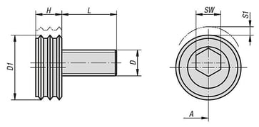 Cam skrue med knivkant Pakning D: M16x26, 8 stål, Materiale: Kulstofstål K0025.16