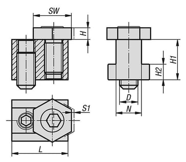 Cam skrue Messing, med T-slot møtrik, Materiale: kulstofstål, n: 10 K0027.10