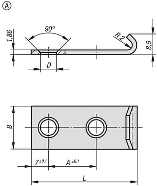Catch Plate For Latch Model: A Straight 44X18, A: 20, D: 4,8, Ss Steel 1.4301 Tumbled K1336.91460442