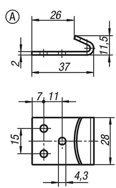 [4059245033676] CATCH PLATE FOR LATCH, W. DRAW BAIL, Model: A, SS STEEL K0045.9143372