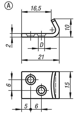 [4585051076] CATCH PLATE FOR LATCH, W. MOVABLE CL. HOOK, Model: A, SS STEEL 1.4301, D: 3, 7 K0050.9135212